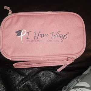 I Have Wings Pink Travel Cosmetic Bag Breast Cancer Foundation Makeup Case